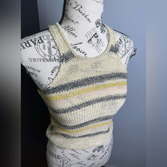 Line & Dot Summer Nights Sweater Tank Top Multi Stripe Beige Yellow S NWT - Picture 2 of 10